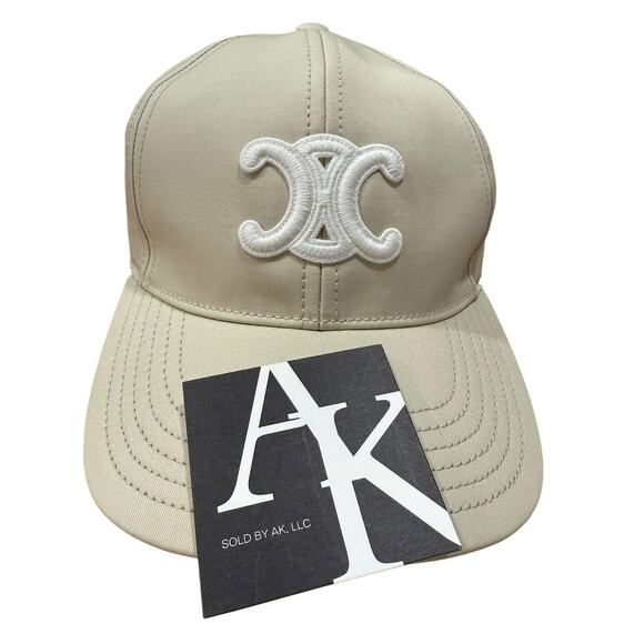 Celine Triomphe Baseball Hat Cap Womens Logo Medium M 56-60 Vanilla - Picture 2 of 9